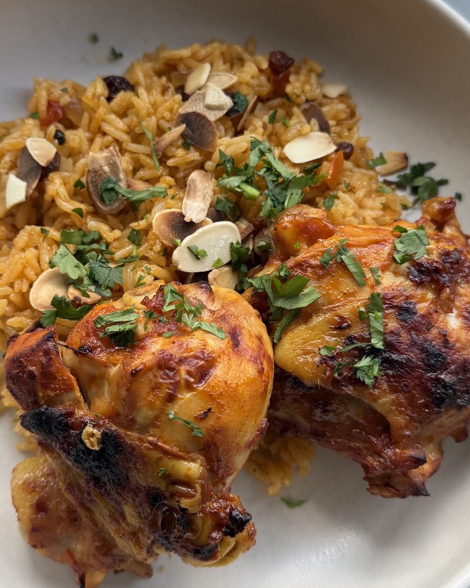 Chicken thighs with kabsa rice