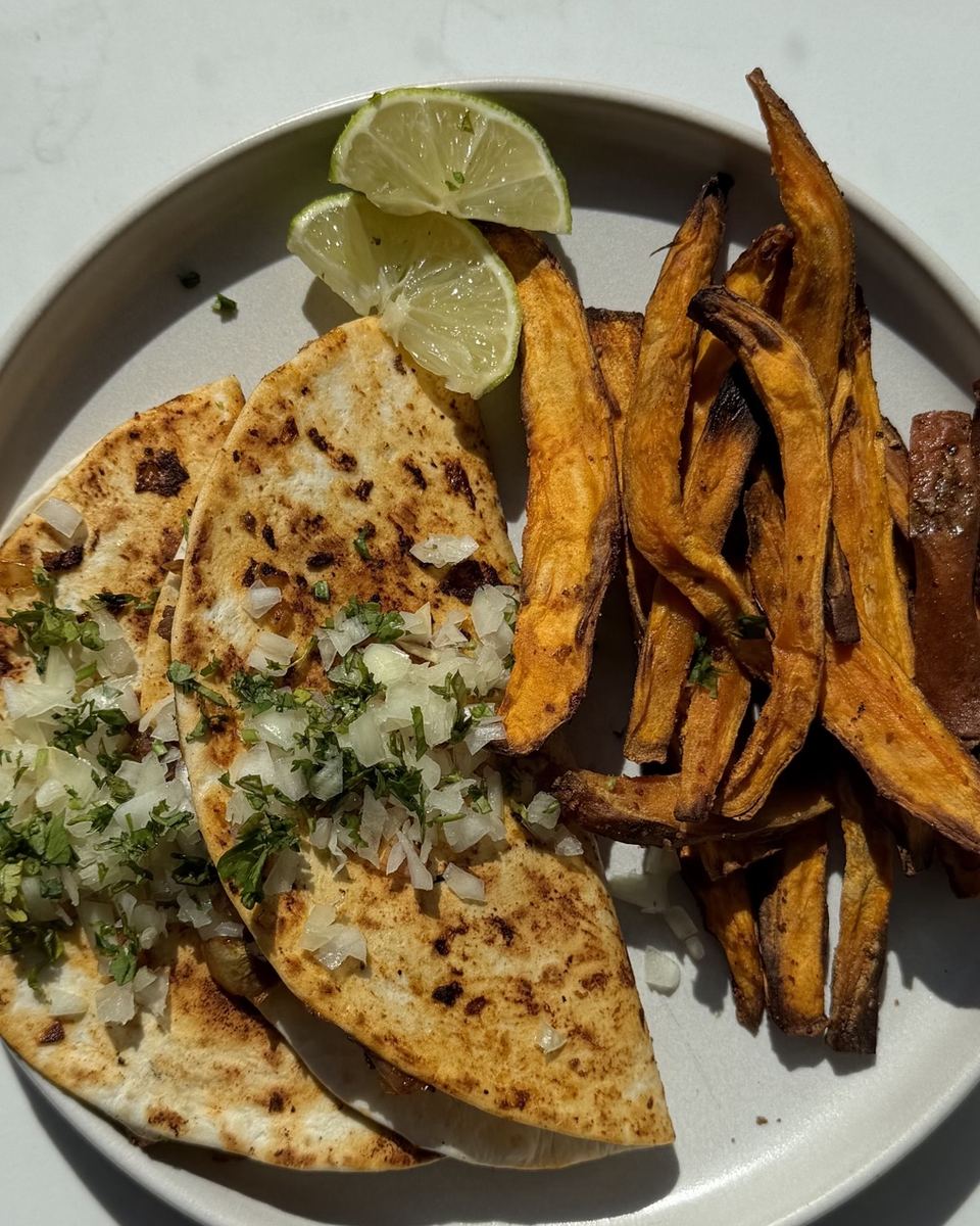 Quesadillas with sweet potato fries